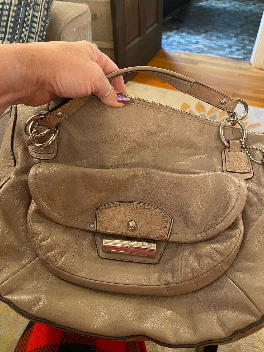 Coach Taupe Leather Top-Handle Women's Bag - Classic Everyday Style